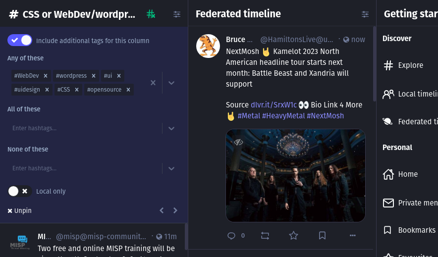 Show case of adding 6 example hashtags in the column